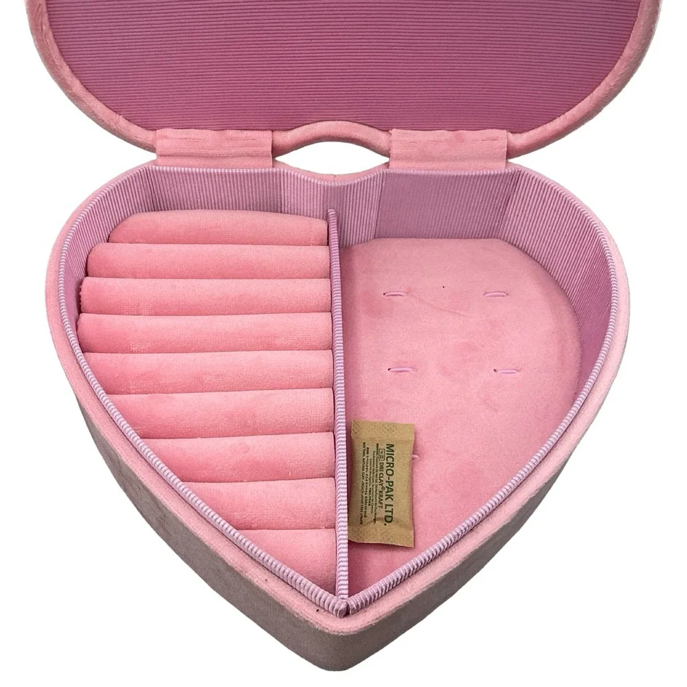 Swarovski Authentic Pink Heart Velvet Jewelry Box Rings Bracelets Necklaces